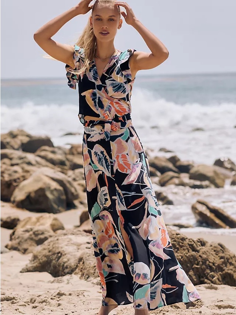 Maaji Anthropologie Summer Wrap Top Maxi Skirt 2 Piece Set M